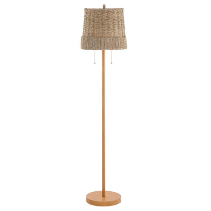 Ocata Coastal Bohemian Ironrattan Led Floor Lamp With Pull Chain