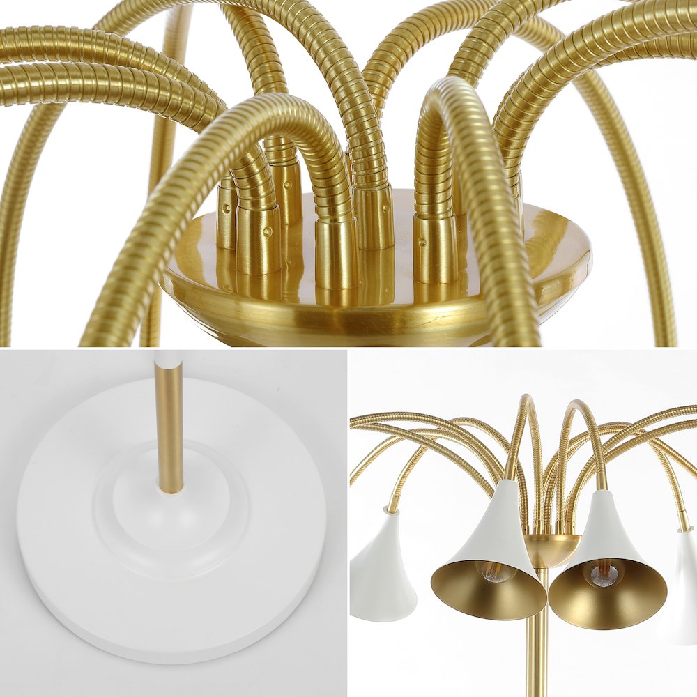 Vivian 10-Light Mid-Century Modern Iron Medusa Multi Head Led Floor Lamp