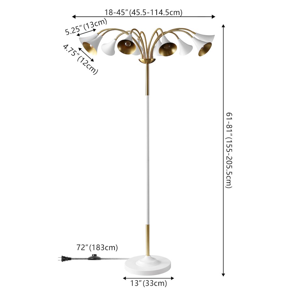 Vivian 10-Light Mid-Century Modern Iron Medusa Multi Head Led Floor Lamp