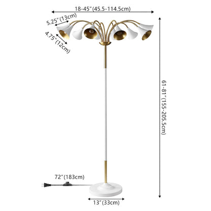 Vivian 10-Light Mid-Century Modern Iron Medusa Multi Head Led Floor Lamp