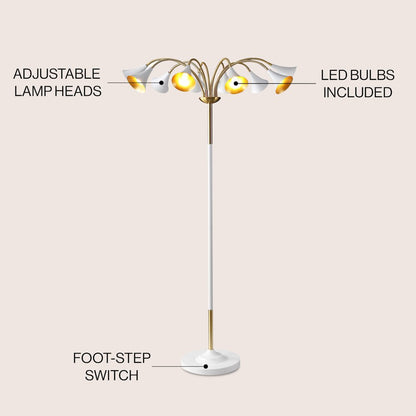 Vivian 10-Light Mid-Century Modern Iron Medusa Multi Head Led Floor Lamp