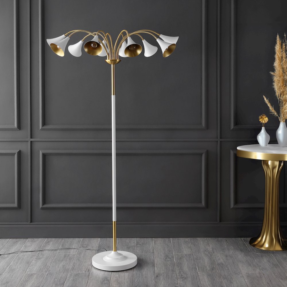 Vivian 10-Light Mid-Century Modern Iron Medusa Multi Head Led Floor Lamp