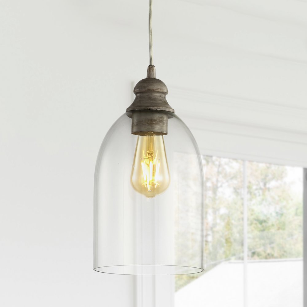 Fontaine Adjustable Greige Glass Led Pendant