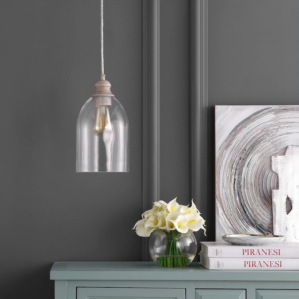 Fontaine Adjustable Greige Glass Led Pendant