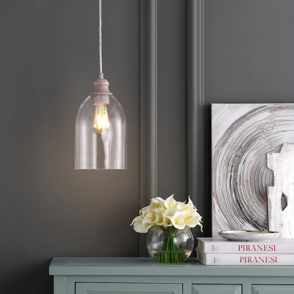 Fontaine Adjustable Greige Glass Led Pendant