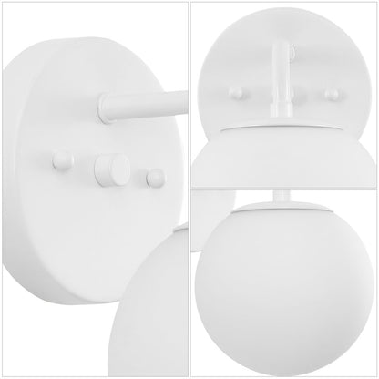 5.75" 1-Light Metal/Frosted Glass Contemporary LED Vanity Light, White