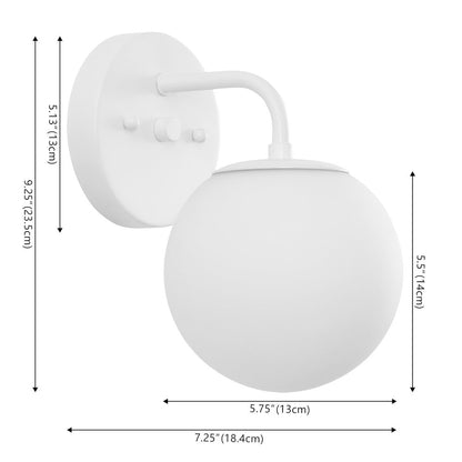 5.75" 1-Light Metal/Frosted Glass Contemporary LED Vanity Light, White