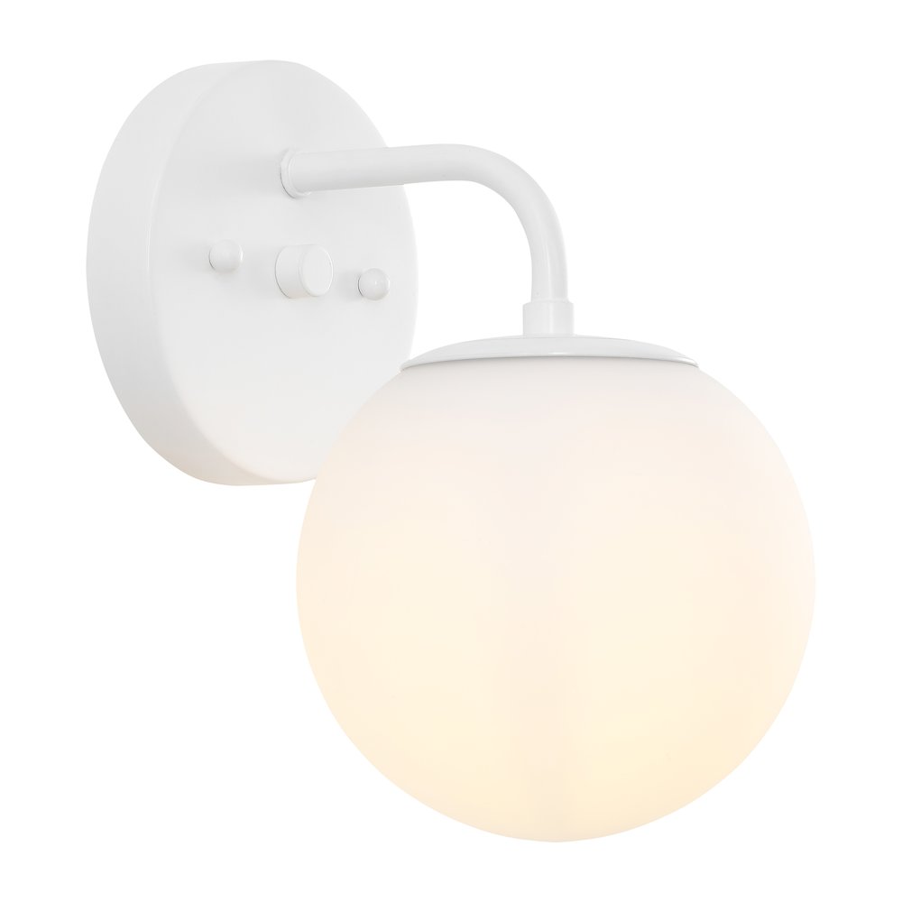 5.75" 1-Light Metal/Frosted Glass Contemporary LED Vanity Light, White