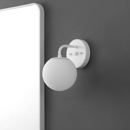 5.75" 1-Light Metal/Frosted Glass Contemporary LED Vanity Light, White