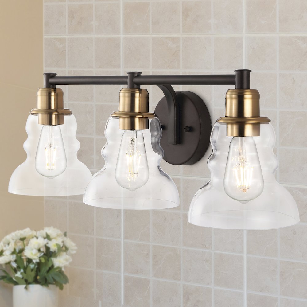 Manhattan Vintage Metal/Glass Industrial Rustic Led Vanity
