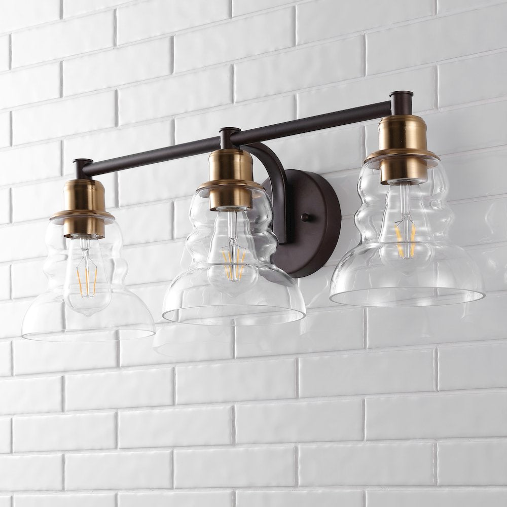 Manhattan Vintage Metal/Glass Industrial Rustic Led Vanity