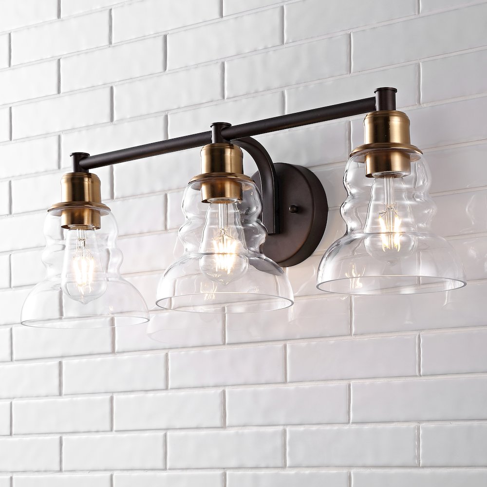 Manhattan Vintage Metal/Glass Industrial Rustic Led Vanity