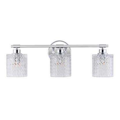 Spaulding Vintage Ironchevron Pattern Glass Farmhouse Cottage Led Vanity Light