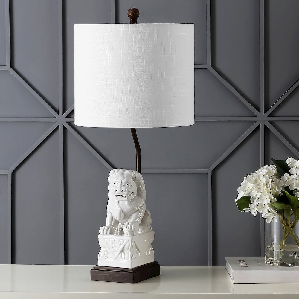 Guardian Lion Ceramic Classic Modern Led Table Lamp