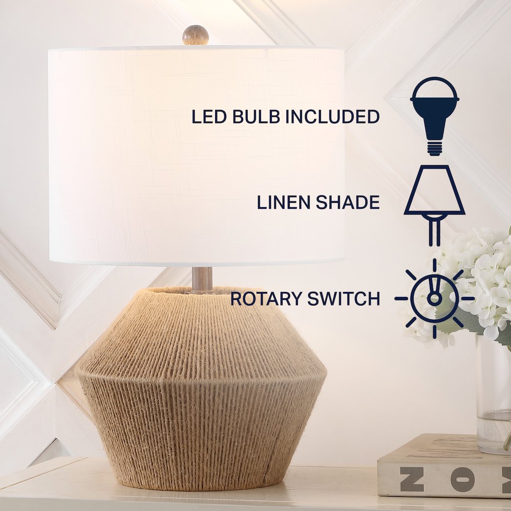 Alma Coastal Rustic Iron/Rope Led Table Lamp
