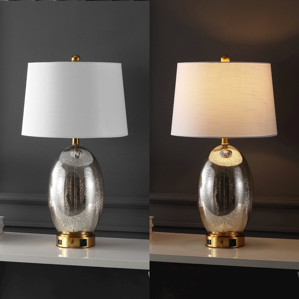 Reese 1-Outlet Contemporary Style Iron/Glass Led Table Lamp