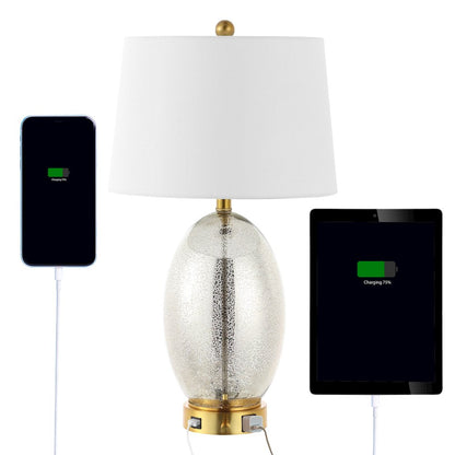 Reese 1-Outlet Contemporary Style Iron/Glass Led Table Lamp