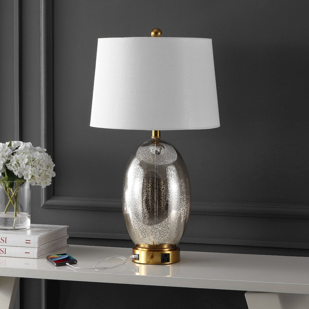 Reese 1-Outlet Contemporary Style Iron/Glass Led Table Lamp