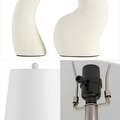 Tula 19" Scandinavian Minimalist Ceramic Arch LED Table Lamp, Cream (Set of 2)