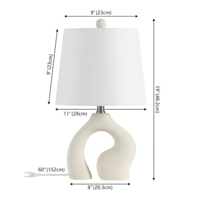 Tula 19" Scandinavian Minimalist Ceramic Arch LED Table Lamp, Cream (Set of 2)