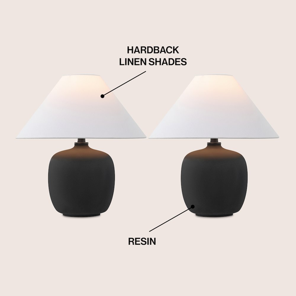 Resin/Iron LED Table Lamp, Matte Black (Set of 2)
