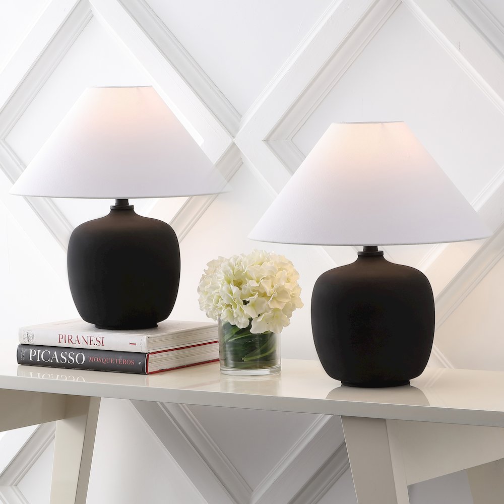 Resin/Iron LED Table Lamp, Matte Black (Set of 2)