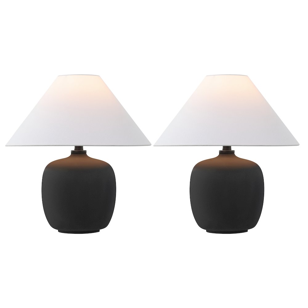 Resin/Iron LED Table Lamp, Matte Black (Set of 2)