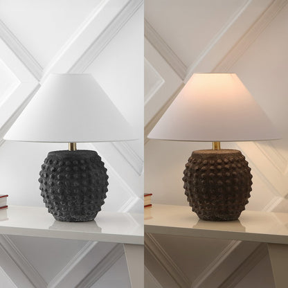 18.25" Scandinavian Ceramic/Iron Hobnail LED Table Lamp, Matte Black (Set of 2)