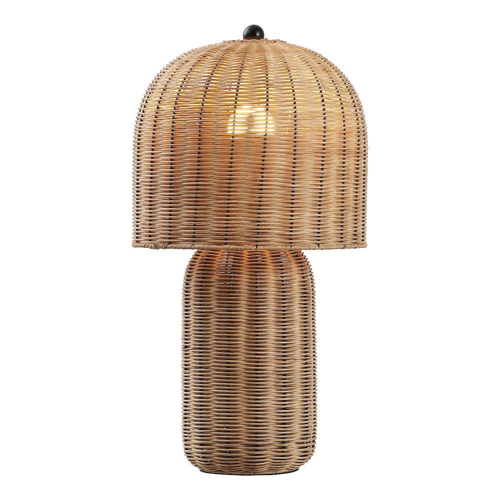 Minna Modern Coastal Woven Rattan Arched LED Table Lamp Natural
