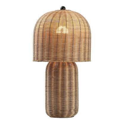 Minna Modern Coastal Woven Rattan Arched LED Table Lamp Natural