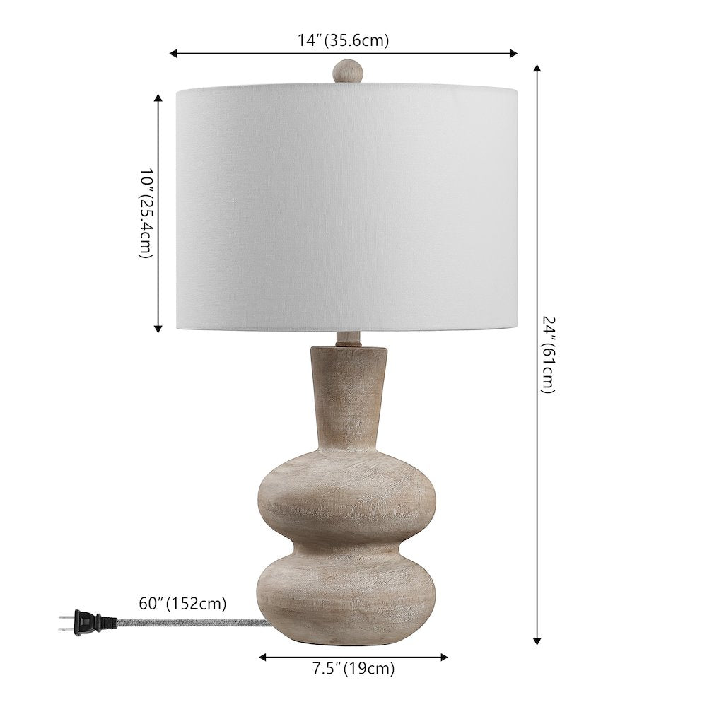 Matheo Modern Minimalist Sculptural Oak-Grain Resin LED Table Lamp Antique