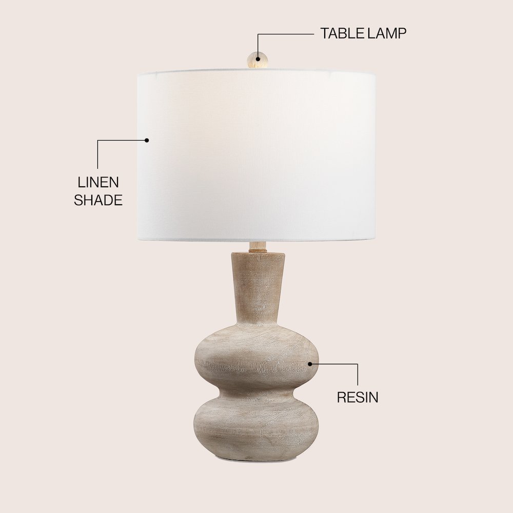 Matheo Modern Minimalist Sculptural Oak-Grain Resin LED Table Lamp Antique