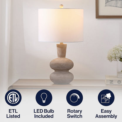 Matheo Modern Minimalist Sculptural Oak-Grain Resin LED Table Lamp Antique
