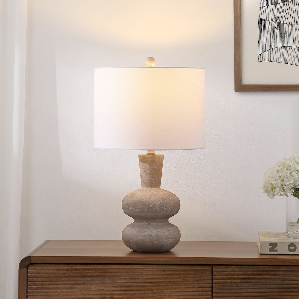 Matheo Modern Minimalist Sculptural Oak-Grain Resin LED Table Lamp Antique