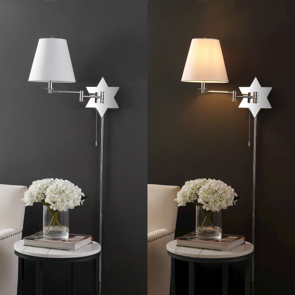 French Country Swing Arm Plug-In Or Hardwired Iron Led Star Wall Sconce