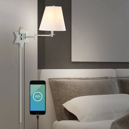 French Country Swing Arm Plug-In Or Hardwired Iron Led Star Wall Sconce