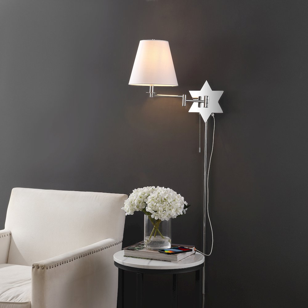 French Country Swing Arm Plug-In Or Hardwired Iron Led Star Wall Sconce