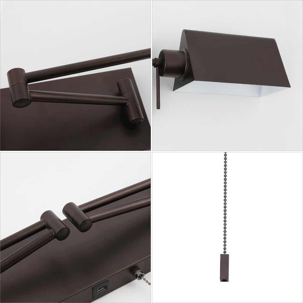 Industrial Single Swing Arm Plug In Or Hardwired Iron Led Wall Sconce