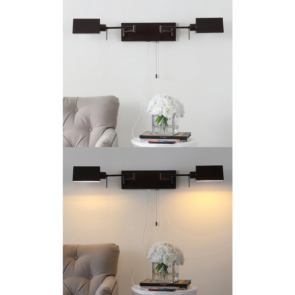 Industrial Single Swing Arm Plug In Or Hardwired Iron Led Wall Sconce