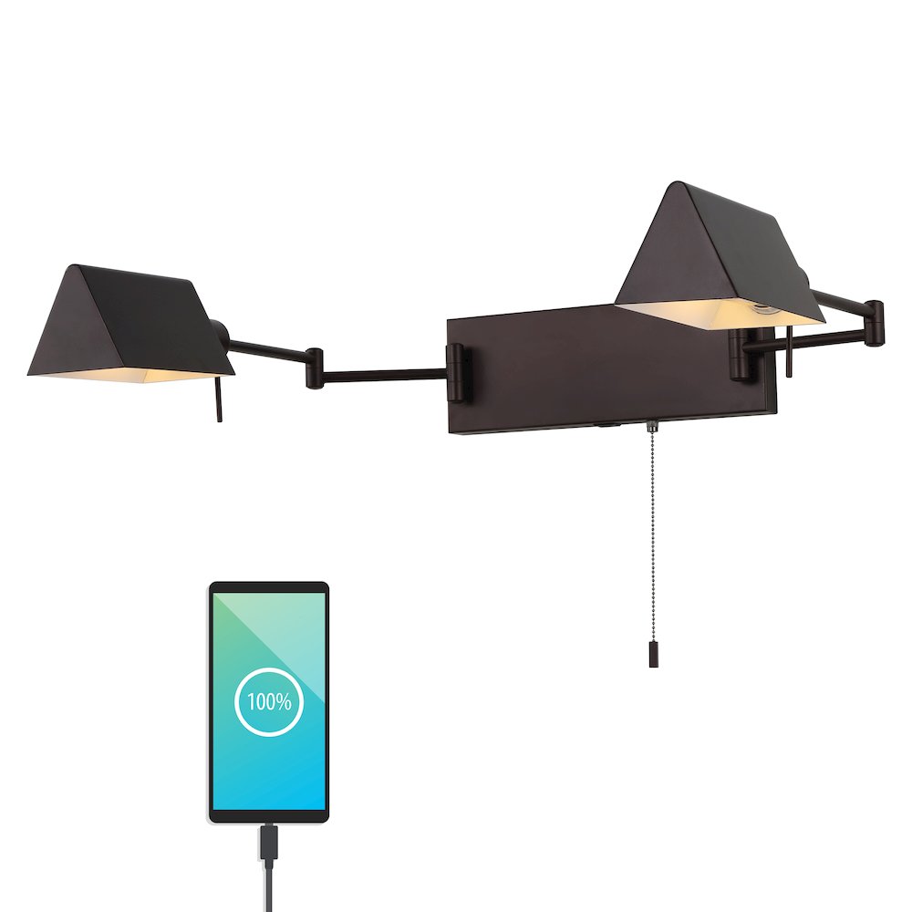 Industrial Single Swing Arm Plug In Or Hardwired Iron Led Wall Sconce