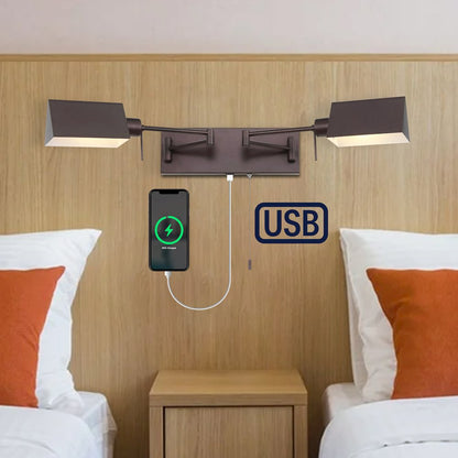 Industrial Single Swing Arm Plug In Or Hardwired Iron Led Wall Sconce