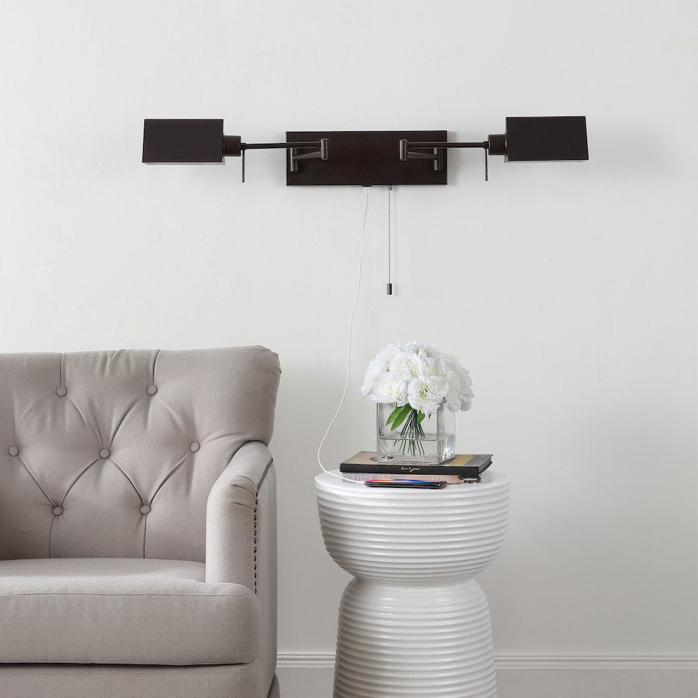 Industrial Single Swing Arm Plug In Or Hardwired Iron Led Wall Sconce