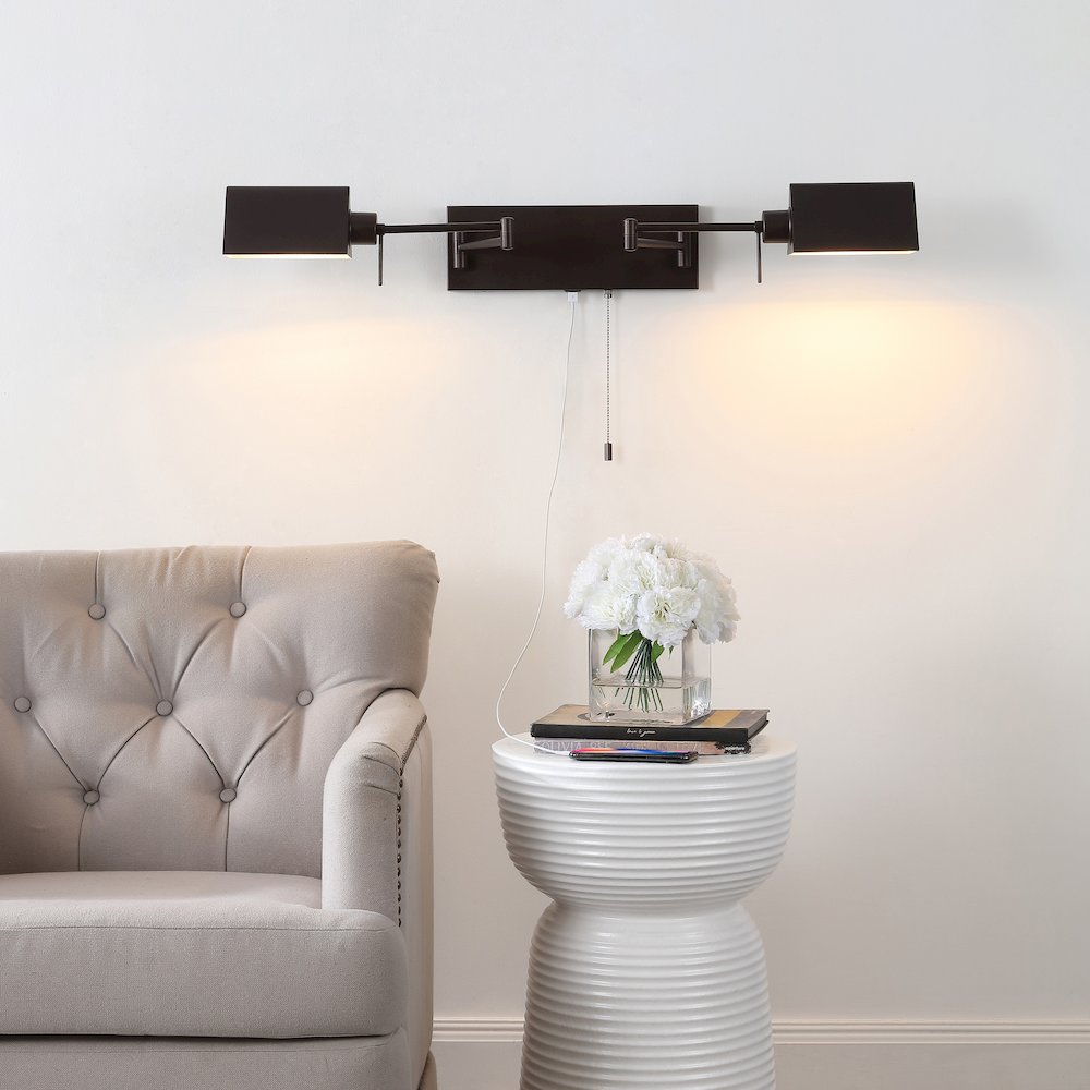 Industrial Single Swing Arm Plug In Or Hardwired Iron Led Wall Sconce