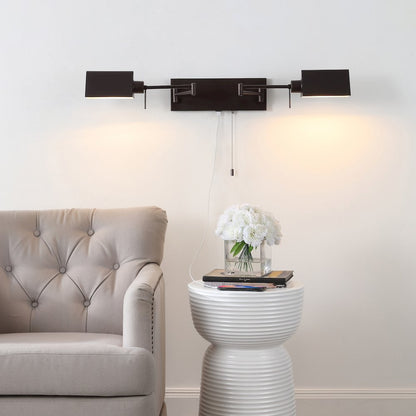 Industrial Single Swing Arm Plug In Or Hardwired Iron Led Wall Sconce