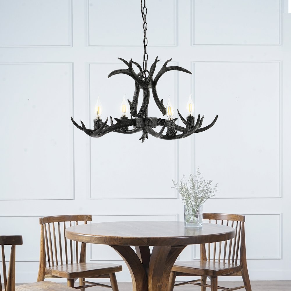 Eldora Adjustable Resin Antler 4-Light Led Chandelier