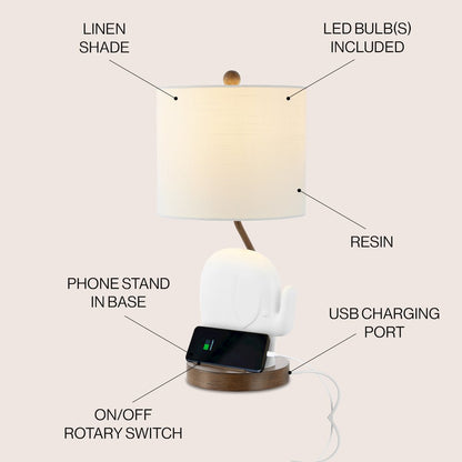 Ellie Bohemian Designer Iron/Resin Elephant Led Kids' Table Lamp