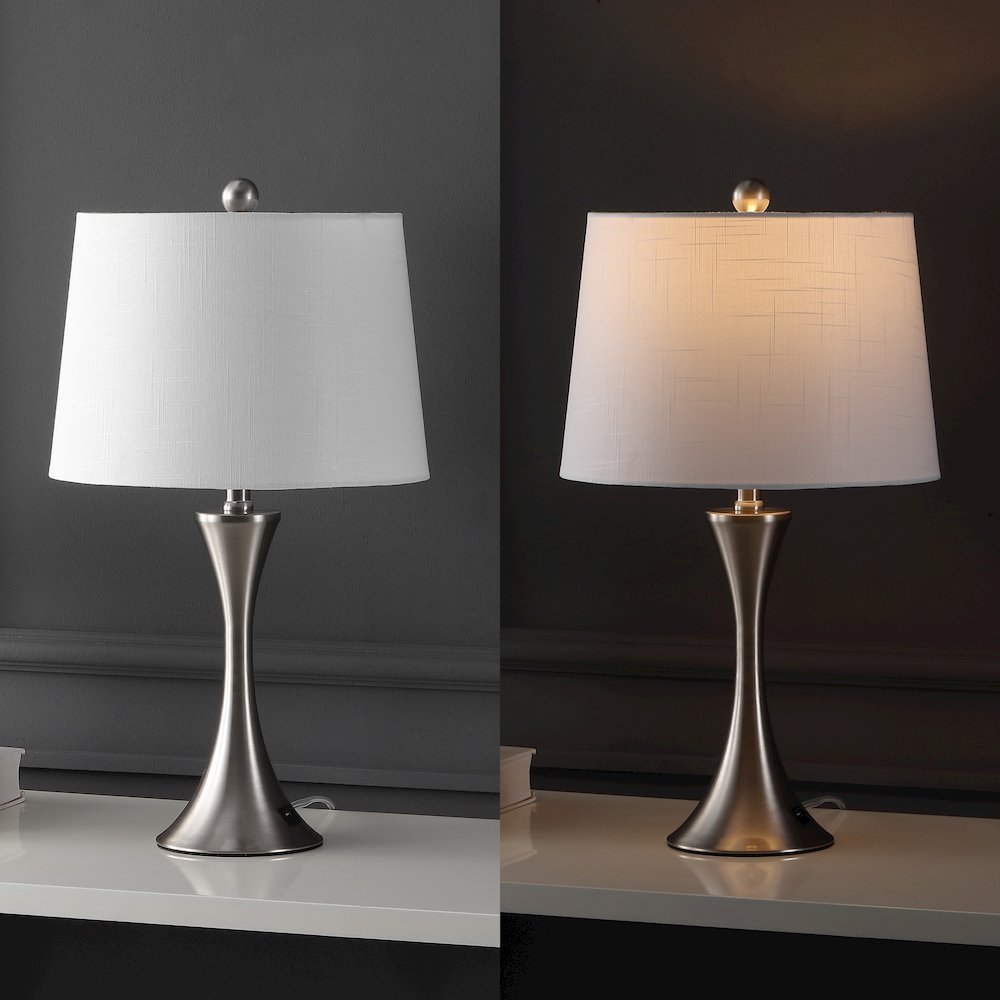 Bennett Modern Glam Iron Hourglass Led Table Lamp With Usb Charging Port