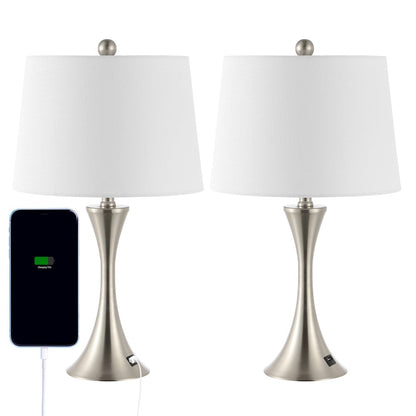 Bennett Modern Glam Iron Hourglass Led Table Lamp With Usb Charging Port