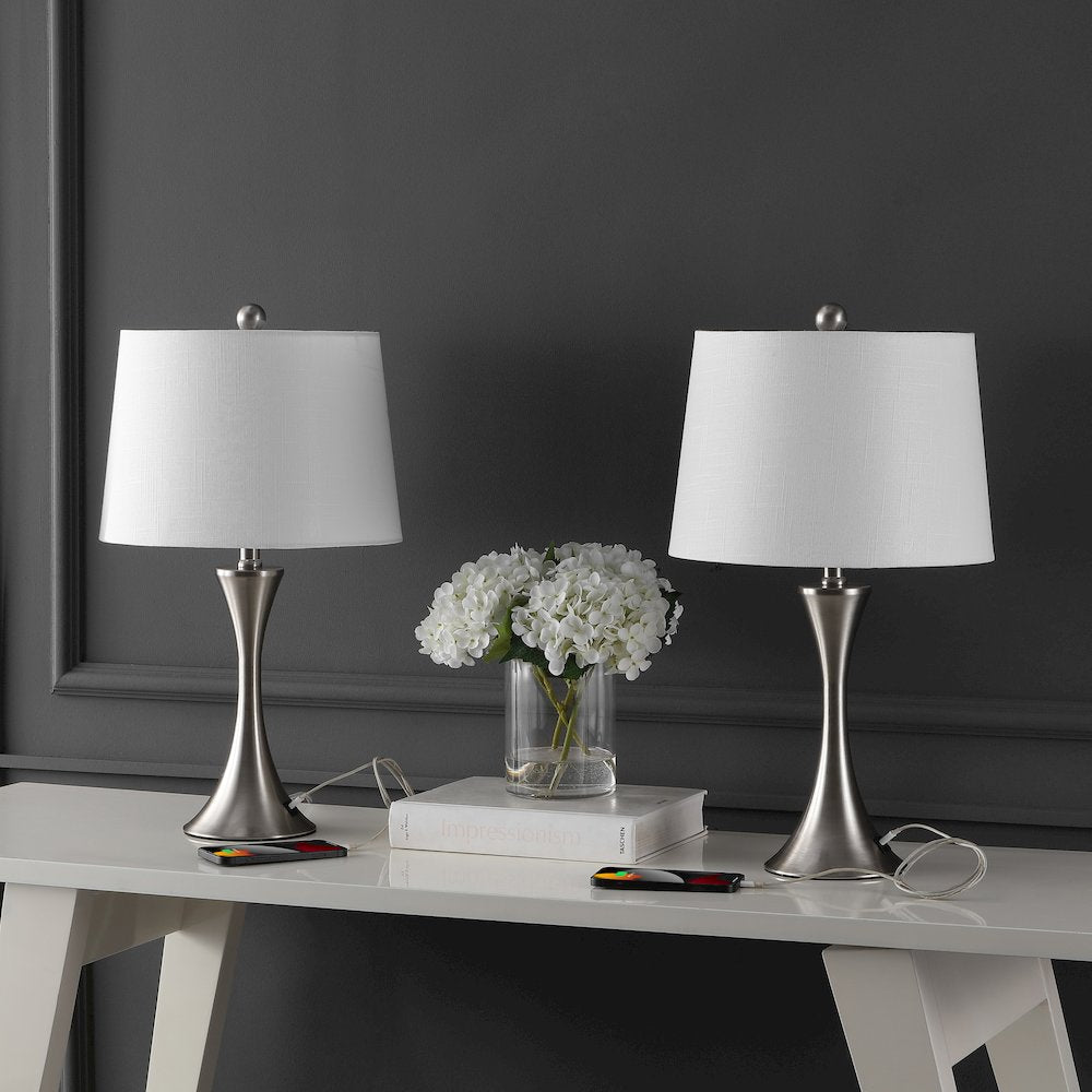 Bennett Modern Glam Iron Hourglass Led Table Lamp With Usb Charging Port