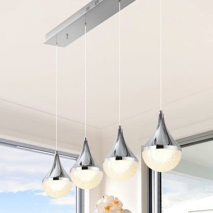 Elyse Teardrop Modern Mid Century Iron/Acrylic Integrated Linear Led Pendant